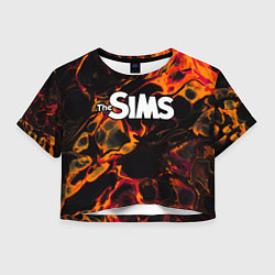 Футболка 3D укороченная женская The Sims red lava, цвет: 3D-принт