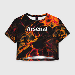Футболка 3D укороченная женская Arsenal red lava, цвет: 3D-принт