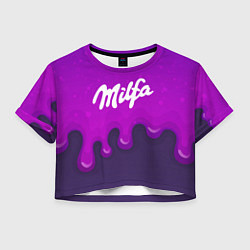 Футболка 3D укороченная женская Милфа фиолетовые капли, цвет: 3D-принт