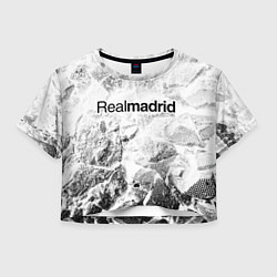 Футболка 3D укороченная женская Real Madrid white graphite, цвет: 3D-принт