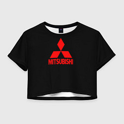Футболка 3D укороченная женская Mitsubishi red logo, цвет: 3D-принт