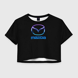 Футболка 3D укороченная женская Mazda neon logo, цвет: 3D-принт