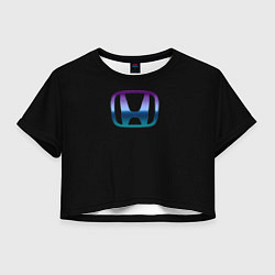 Футболка 3D укороченная женская Honda neon logo, цвет: 3D-принт