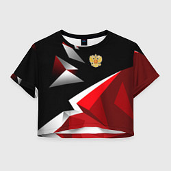 Футболка 3D укороченная женская Russia uniform - красный и черный, цвет: 3D-принт