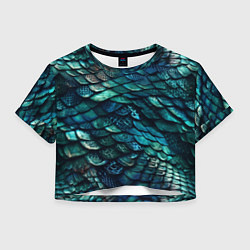 Футболка 3D укороченная женская Перламутровая змеиная кожа, цвет: 3D-принт