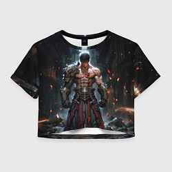 Футболка 3D укороченная женская Мощный гладиатор, цвет: 3D-принт