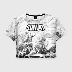 Футболка 3D укороченная женская Sum41 white graphite, цвет: 3D-принт