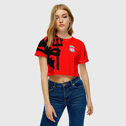 Футболка 3D укороченная женская Liverpool fc sport steel, цвет: 3D-принт — фото 2
