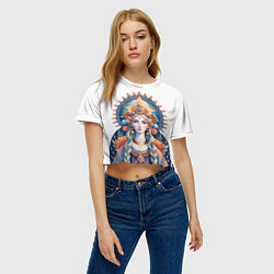Футболка 3D укороченная женская Богиня красоты, славянские мотивы, новый русский с, цвет: 3D-принт — фото 2
