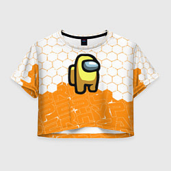 Футболка 3D укороченная женская Амонг ас оранжевый, цвет: 3D-принт