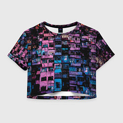 Футболка 3D укороченная женская Панельки мультяшные паттерн-текстура, цвет: 3D-принт