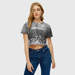 Футболка 3D укороченная женская Aerosmith - grey gradient посередине, цвет: 3D-принт — фото 2