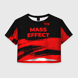 Футболка 3D укороченная женская Mass Effect - red gradient посередине, цвет: 3D-принт