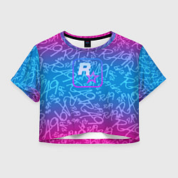 Футболка 3D укороченная женская Rock star neon, цвет: 3D-принт