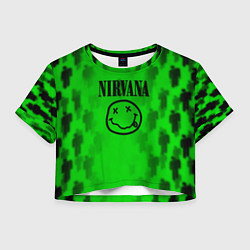 Футболка 3D укороченная женская Nirvana x Billie, цвет: 3D-принт