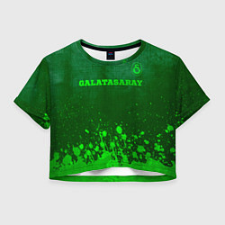 Футболка 3D укороченная женская Galatasaray - green gradient посередине, цвет: 3D-принт