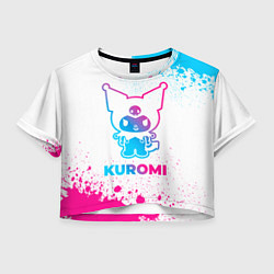 Футболка 3D укороченная женская Kuromi neon gradient style, цвет: 3D-принт