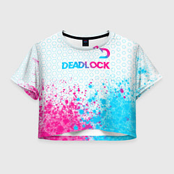 Футболка 3D укороченная женская Deadlock neon gradient style посередине, цвет: 3D-принт