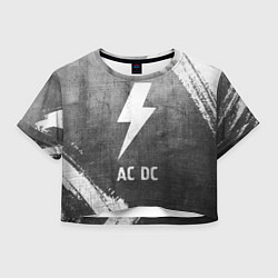 Футболка 3D укороченная женская AC DC - grey gradient, цвет: 3D-принт