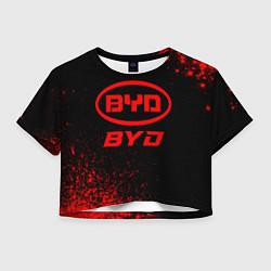 Футболка 3D укороченная женская BYD - red gradient, цвет: 3D-принт