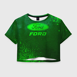 Футболка 3D укороченная женская Ford - green gradient, цвет: 3D-принт