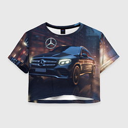 Футболка 3D укороченная женская Mercedes benz auto, цвет: 3D-принт