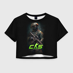 Футболка 3D укороченная женская CS counter terrorist, цвет: 3D-принт