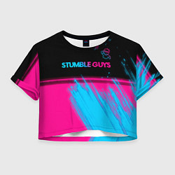Футболка 3D укороченная женская Stumble Guys - neon gradient посередине, цвет: 3D-принт