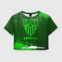 Футболка 3D укороченная женская Sevilla - green gradient, цвет: 3D-принт