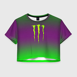 Футболка 3D укороченная женская Monster energy gradient, цвет: 3D-принт