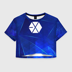 Футболка 3D укороченная женская Exo blue poly, цвет: 3D-принт