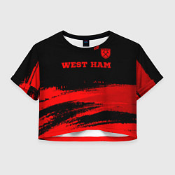 Футболка 3D укороченная женская West Ham - red gradient посередине, цвет: 3D-принт