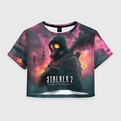 Футболка 3D укороченная женская Stalker 2 радиоактивный фон, цвет: 3D-принт