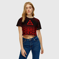 Футболка 3D укороченная женская Thirty Seconds to Mars red poly, цвет: 3D-принт — фото 2