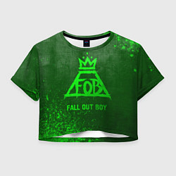 Футболка 3D укороченная женская Fall Out Boy - green gradient, цвет: 3D-принт
