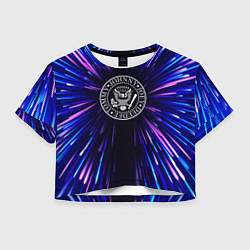 Футболка 3D укороченная женская Ramones neon energy, цвет: 3D-принт