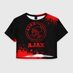 Футболка 3D укороченная женская Ajax - red gradient, цвет: 3D-принт