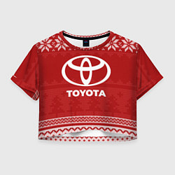 Футболка 3D укороченная женская Новогодний Toyota, цвет: 3D-принт