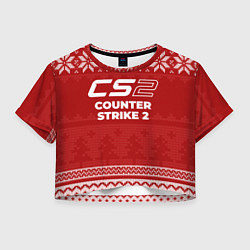 Футболка 3D укороченная женская Новогодний Counter Strike 2, цвет: 3D-принт