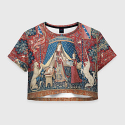 Футболка 3D укороченная женская Гобелен из гостиной Гриффиндора, цвет: 3D-принт