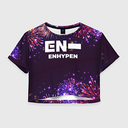 Футболка 3D укороченная женская Праздничный Enhypen, цвет: 3D-принт