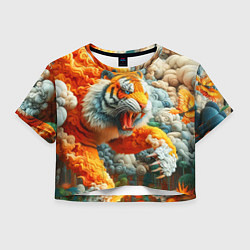 Женский топ Сказочный облачный тигр - нейроарт фантазия