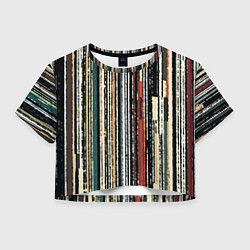 Женский топ Полосатый красно-зелёный рваные полосы