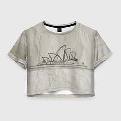 Футболка 3D укороченная женская Сидней, цвет: 3D-принт