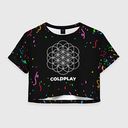 Футболка 3D укороченная женская Coldplay конфети, цвет: 3D-принт