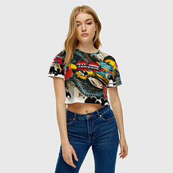 Футболка 3D укороченная женская Tekken dragon tatoo, цвет: 3D-принт — фото 2