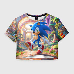 Футболка 3D укороченная женская Sonic фантастический мир, цвет: 3D-принт