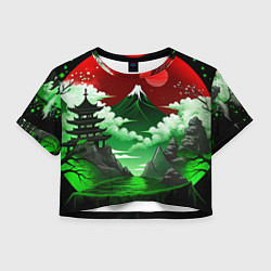 Женский топ Япония красно-зеленая природа