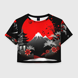 Женский топ Японская гора и красная луна