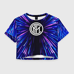 Футболка 3D укороченная женская Inter neon energy, цвет: 3D-принт